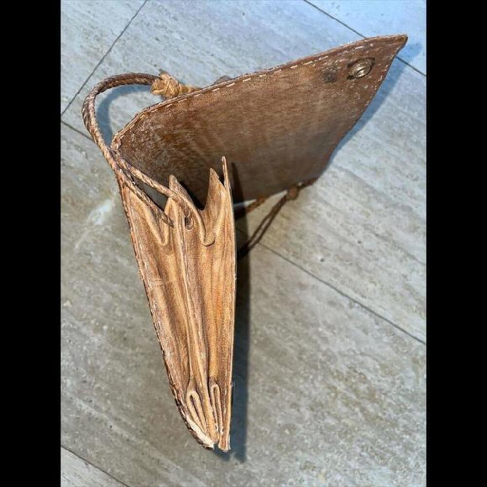 VTG Brown Python Snake Skin Leather Envelope‎ Clu… - image 7